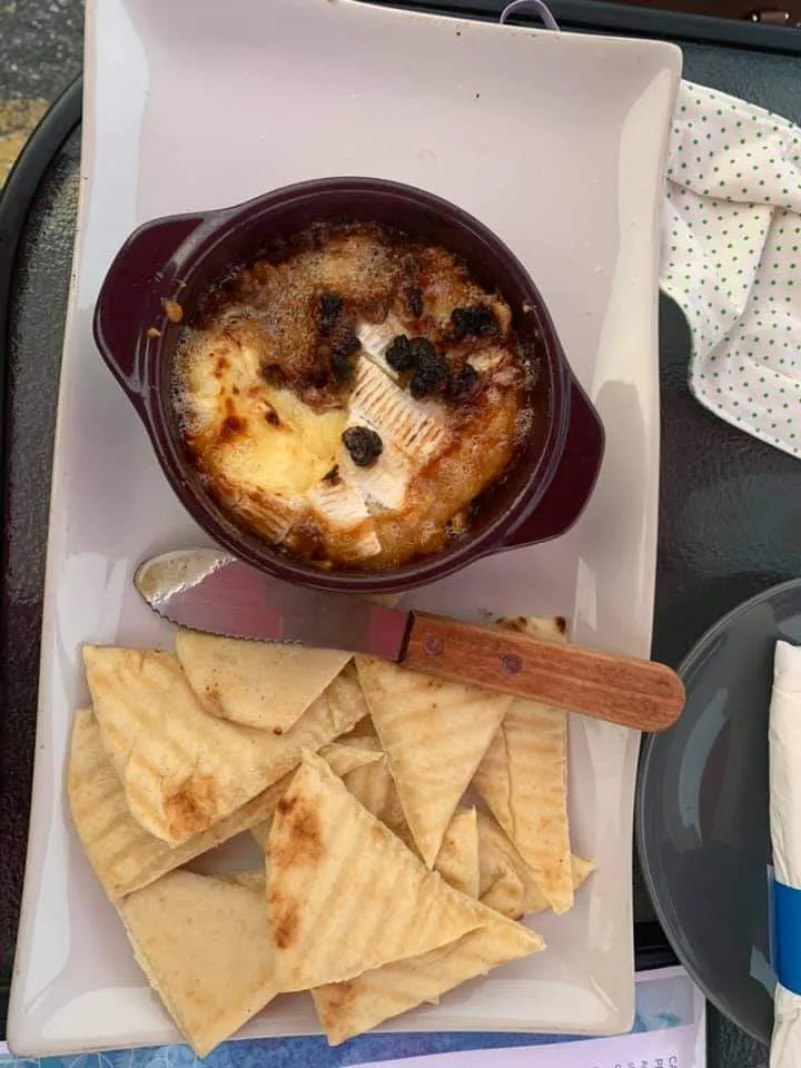 Warm Brie with Naan Candied Walnuts and Local Honey